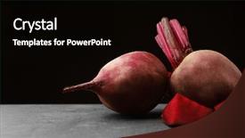  Presentation with agriculture sugar beet - PPT theme having sliced sugar beet on black background and a black colored foreground