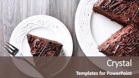  Presentation with cake - Amazing slide set having sliced tasty chocolate cake backdrop and a tawny brown colored foreground