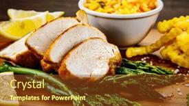  Presentation with breast - Presentation featuring sliced-tasty-roast-chicken-breast background and a  colored foreground