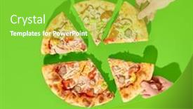  Presentation with minimalist - PPT theme featuring sliced-thick-crust-pizza background and a seafoam green colored foreground