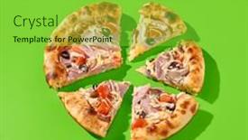  Presentation with pizza - Presentation design having sliced-thick-crust-pizza background and a  colored foreground