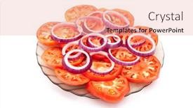  Presentation with red onion - Presentation theme enhanced with sliced tomatoes and red onion background and a lemonade colored foreground