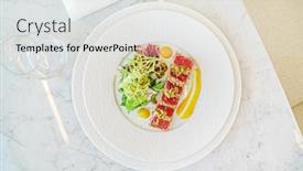  Presentation with tuna - Amazing slide set having sliced-tuna-steak-with-sesame backdrop and a light gray colored foreground