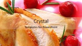  Presentation with breast - PPT theme featuring sliced turkey breast with cranberry background and a coral colored foreground