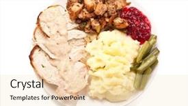  Presentation with pita bread on plate - Presentation having sliced turkey breast with garnish background and a lemonade colored foreground