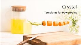  Presentation with orange slice - Slide deck having sliced whole orange carrot flying background and a cream colored foreground