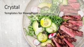  Presentation with barbecue food truck - Presentation theme having sliced with salad and avocado background and a lemonade colored foreground