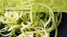  Presentation with diet low carb - Cool new PPT layouts with sliced-zucchini-spiral-diet-food backdrop and a yellow colored foreground