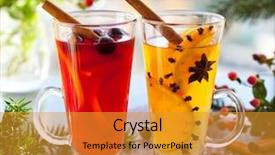  Presentation with orange slice - Amazing PPT theme having slices and spices hot drink backdrop and a gold colored foreground