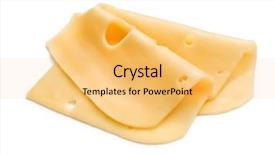  Presentation with cheddar - Slide deck consisting of slices cheese on white background background and a yellow colored foreground