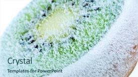  Presentation with ice frozen - PPT theme enhanced with slices frozen kiwi in ice background and a  colored foreground