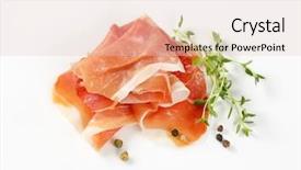  Presentation with thyme - Beautiful PPT theme featuring slices of air dried ham backdrop and a lemonade colored foreground