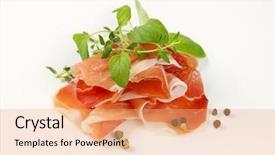  Presentation with thyme - PPT layouts with slices of air dried ham background and a  colored foreground