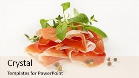  Presentation with thyme - PPT theme consisting of slices of air dried ham background and a  colored foreground