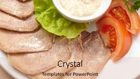  Presentation with beef - Audience pleasing slide deck consisting of slices of boiled beef tongue backdrop and a coral colored foreground