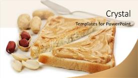  Presentation with peanut butter healthy spread - Beautiful presentation design featuring slices of bread with creamy backdrop and a  colored foreground