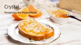  Presentation with bread - Amazing presentation design having marmelade - slices of bread with jam backdrop and a coral colored foreground