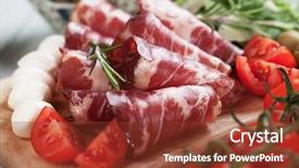  Presentation with italian - Slide deck with slices-of-capocollo-or-capicola background and a tawny brown colored foreground