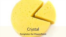  Presentation with diagram - Slides consisting of slices of cheese lika a circle diagram isolated on white background background and a yellow colored foreground