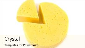  Presentation with diagram - PPT theme having slices of cheese lika a circle diagram isolated on white background background and a blonde colored foreground