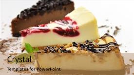  Presentation with cheesecake - Presentation featuring slices of cheesecakes background and a gold colored foreground