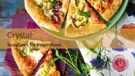  Presentation with chorizo - Theme having slices-of-chorizo-pizza background and a gold colored foreground