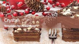  Presentation with christmas candy - PPT layouts featuring slices of christmas chocolate cake background and a  colored foreground