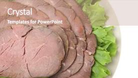  Presentation with roast beef - Presentation theme with slices of cold roast beef background and a coral colored foreground