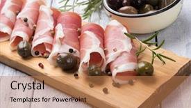  Presentation with italian language - Beautiful theme featuring slices of cured ham similar backdrop and a coral colored foreground