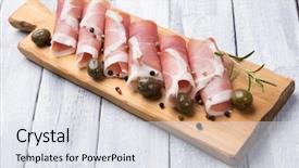  Presentation with cure - Amazing slides having slices of cured ham similar backdrop and a sky blue colored foreground