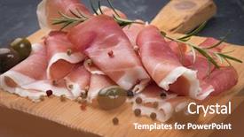  Presentation with italian - PPT theme having slices of cured ham similar background and a red colored foreground