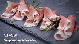  Presentation with ham radio - PPT layouts enhanced with slices of cured ham similar background and a gray colored foreground