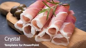  Presentation with italian language - Presentation theme consisting of slices of cured ham similar background and a coral colored foreground