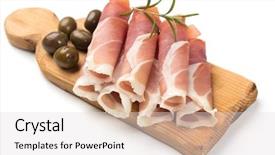  Presentation with italian - Presentation design consisting of slices of cured ham similar background and a lemonade colored foreground