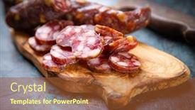  Presentation with meat - PPT theme having slices-of-cured-pork-meat background and a tawny brown colored foreground