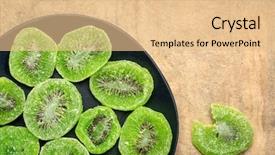  Presentation with kiwi fruit - Slide deck with slices of dried kiwi fruit background and a lemonade colored foreground