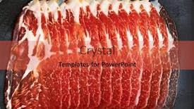  Presentation with meat - Slide set featuring slices of dried pork meat background and a red colored foreground