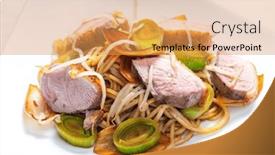  Presentation with breast - PPT layouts consisting of slices-of-duck-breast background and a yellow colored foreground