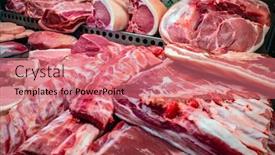  Presentation with butcher shop - Cool new theme with slices-of-fresh-chilled-meat backdrop and a coral colored foreground