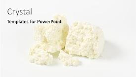  Presentation with helva fresh sliced halva - Slide set consisting of slices of fresh curd cheese on white background background and a white colored foreground