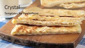  Presentation with cutting board - Amazing slides having slices-of-gozleme-with-cheese backdrop and a coral colored foreground