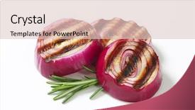  Presentation with red onion - Presentation enhanced with slices of grilled red onion background and a lemonade colored foreground