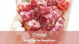  Presentation with italian - Beautiful presentation design featuring slices-of-italian-capicola backdrop and a coral colored foreground