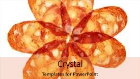  Presentation with italian - Presentation with slices of italian sausage isolated background and a gold colored foreground