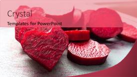  Presentation with shape heart - Beautiful PPT theme featuring slices-of-juicy-beetroots backdrop and a coral colored foreground