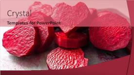  Presentation with shape heart - PPT theme having slices-of-juicy-beetroots background and a coral colored foreground