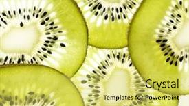  Presentation with kiwi fruit - Presentation having slices of kiwi fruit close background and a  colored foreground