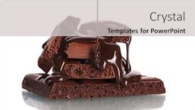  Presentation with chocolate milk - Colorful PPT theme enhanced with slices of milk and dark chocolate bar poured chocolate isolated on white backdrop and a light gray colored foreground