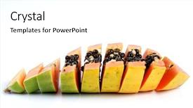  Presentation with papaya - Beautiful presentation design featuring slices of papaya on white backdrop and a white colored foreground