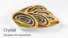  Presentation with seed - Audience pleasing PPT layouts consisting of slices of poppy seed roll backdrop and a white colored foreground